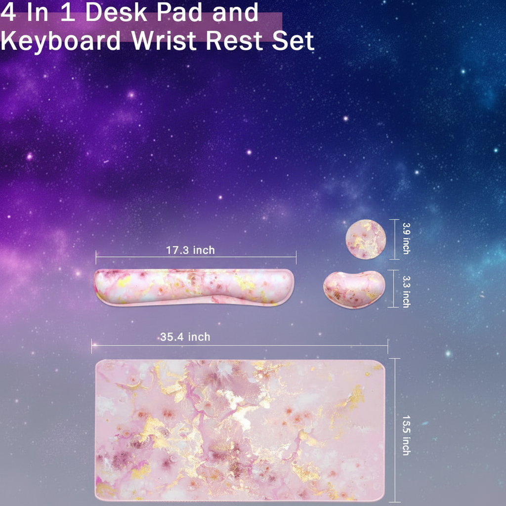 Pink Gold Marble - Desk Pad Set