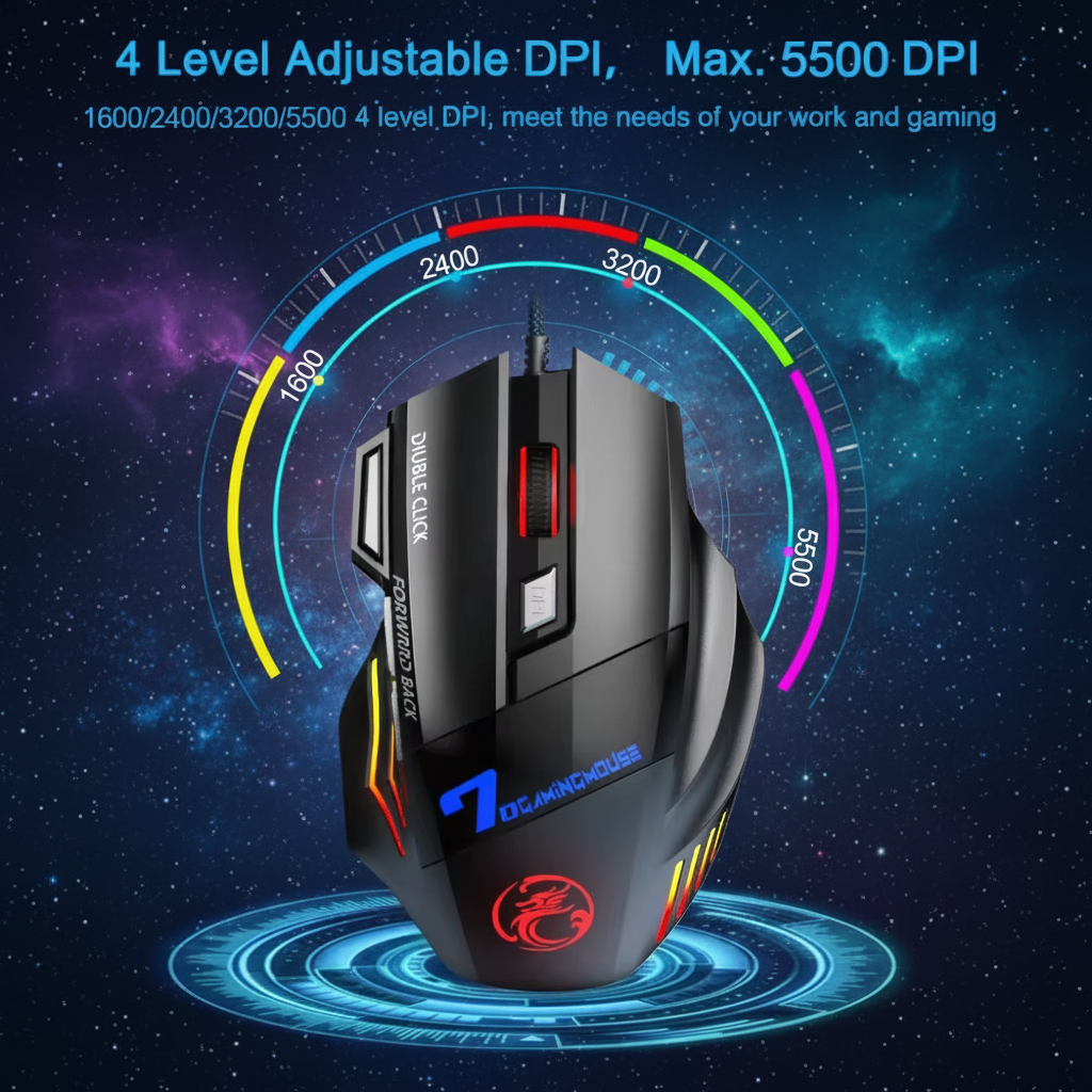Silent & Sound Versions - RGB Wired Gaming Mouse