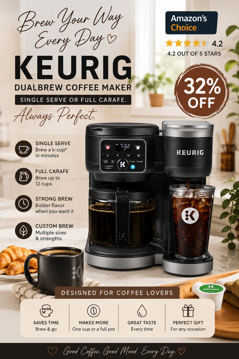 Keurig K-Duo Coffee Maker | Hot Coffee, Iced Coffee & Café Style Mornings
