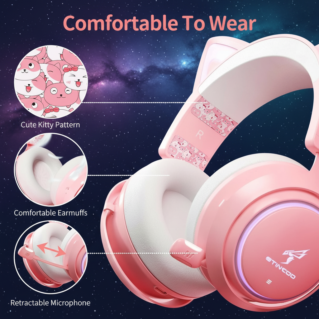 Pink Cat Ear - Wireless Headphones
