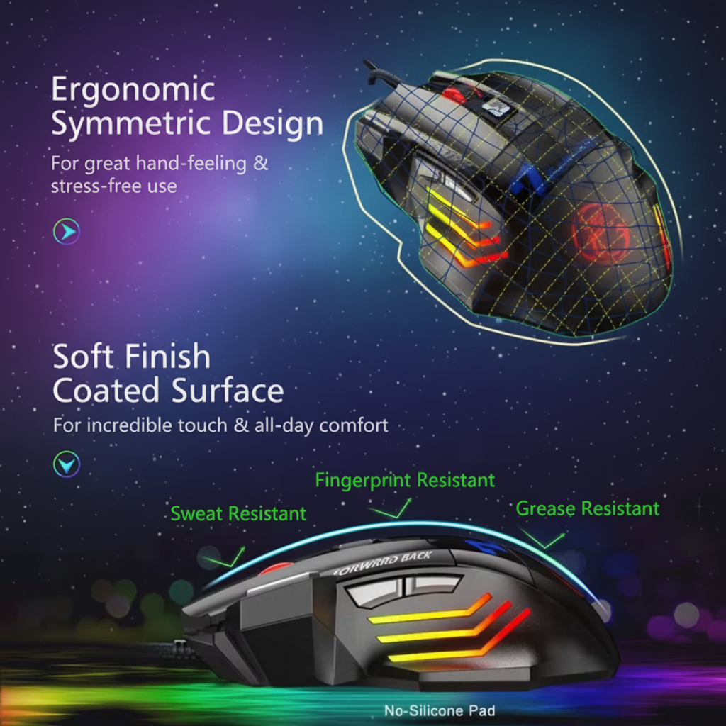 Silent & Sound Versions - RGB Wired Gaming Mouse