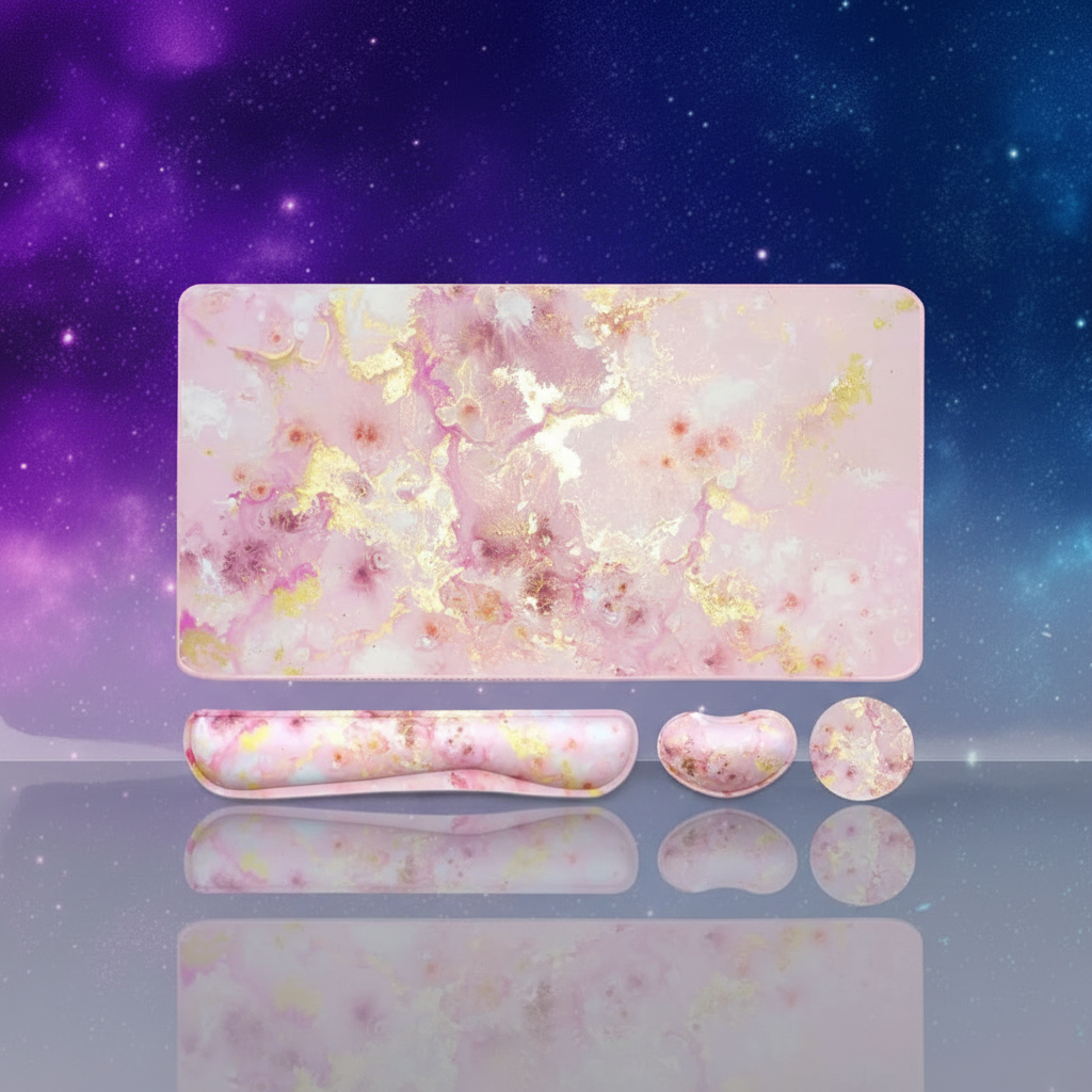 Pink Gold Marble - Desk Pad Set