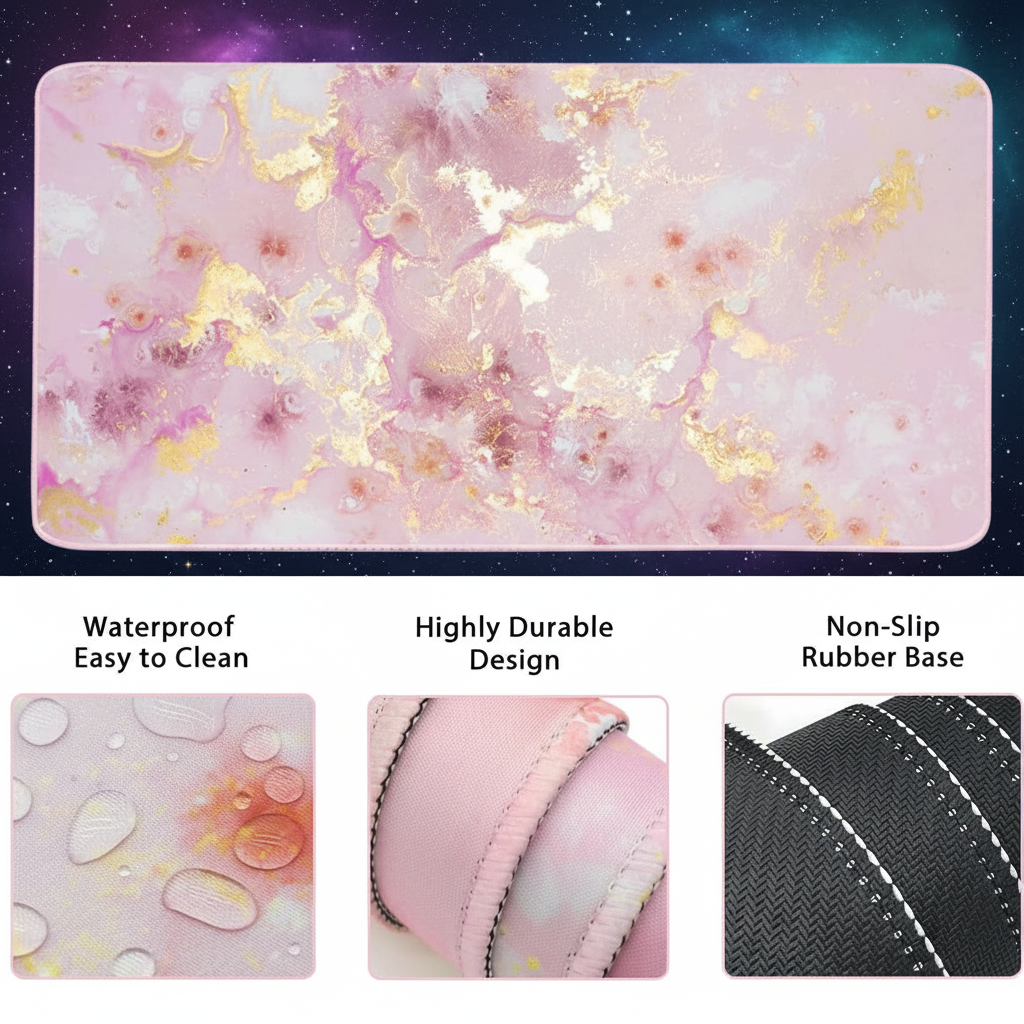 Pink Gold Marble - Desk Pad Set